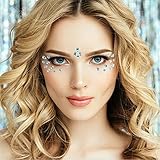 Festival Face Jewels Sticker, 3-Color Mermaid Tear Face Gems Glitter Tattoo for Eye Corner and...