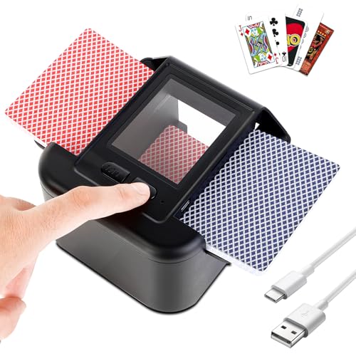 Mezclador automático de cartas de juego, mezclador eléctrico portátil, recargable de 2000 mAh para Poker, Blackjack, Texas Hold'em (B-Negro)