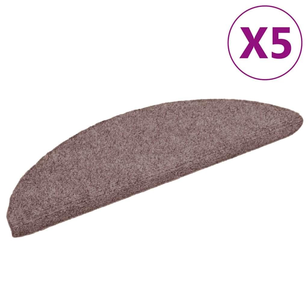 Samoprzylepna mata schodowa 5 sztuk 56 x 17 x 3 cm jasnobrązowa