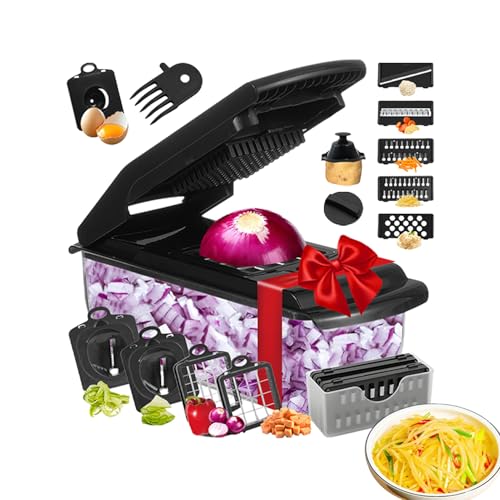 Rrlihjgu Cortador De Verduras - Picador Y Cortador De Cebolla Para Cocina,Herramienta Manual Multiusos Con Recipiente Para Patatas, Ajo, Frutas Y Hogar