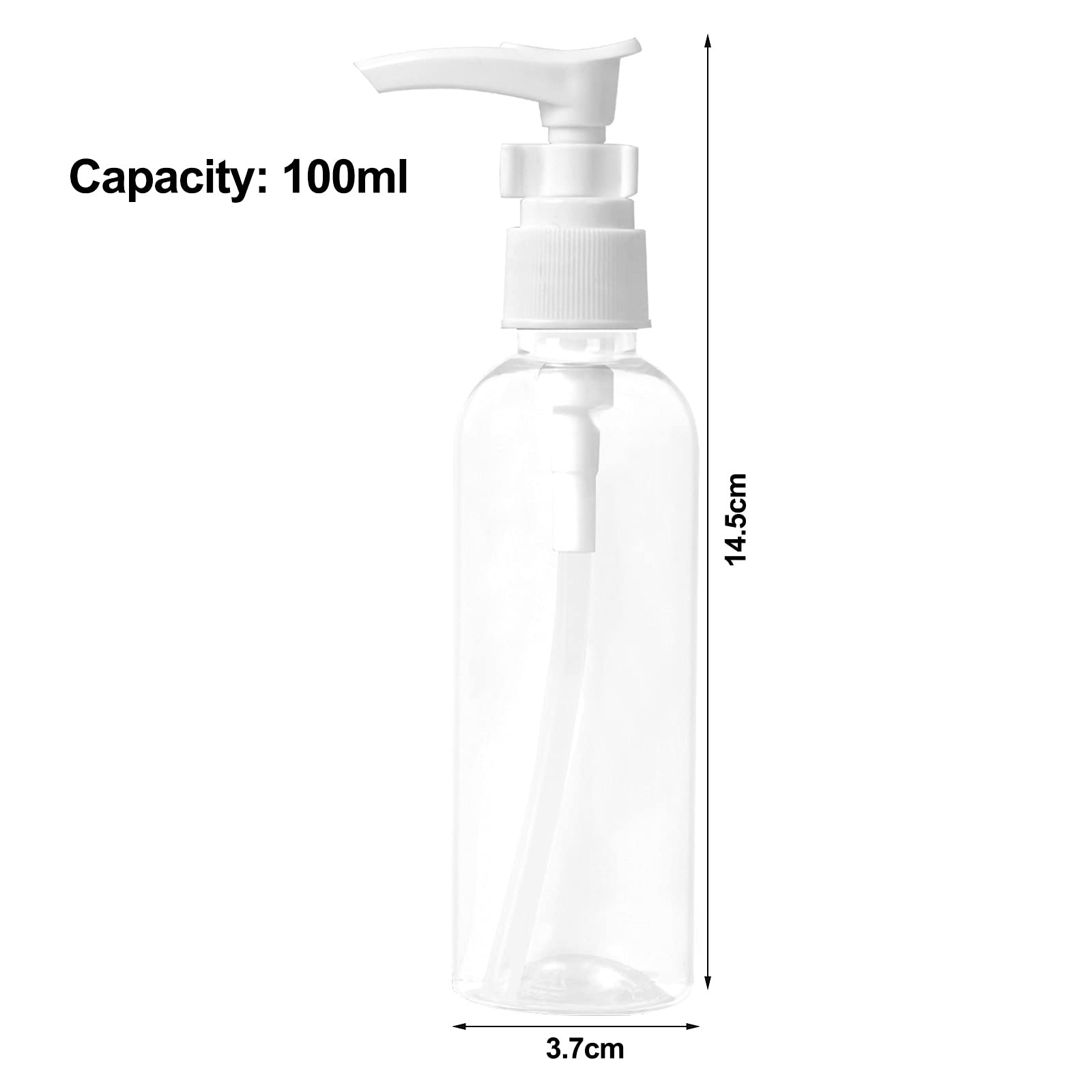 3 Pezzi 100 ml Bottiglie da Viaggio Trasparenti in Aereo Vuote, Pompa da Viaggio in Plastica Dispenser, Boccette Contenitori Ricaricabile, per Cosmetici, Lozione, Bagno, Shampoo Liquidi