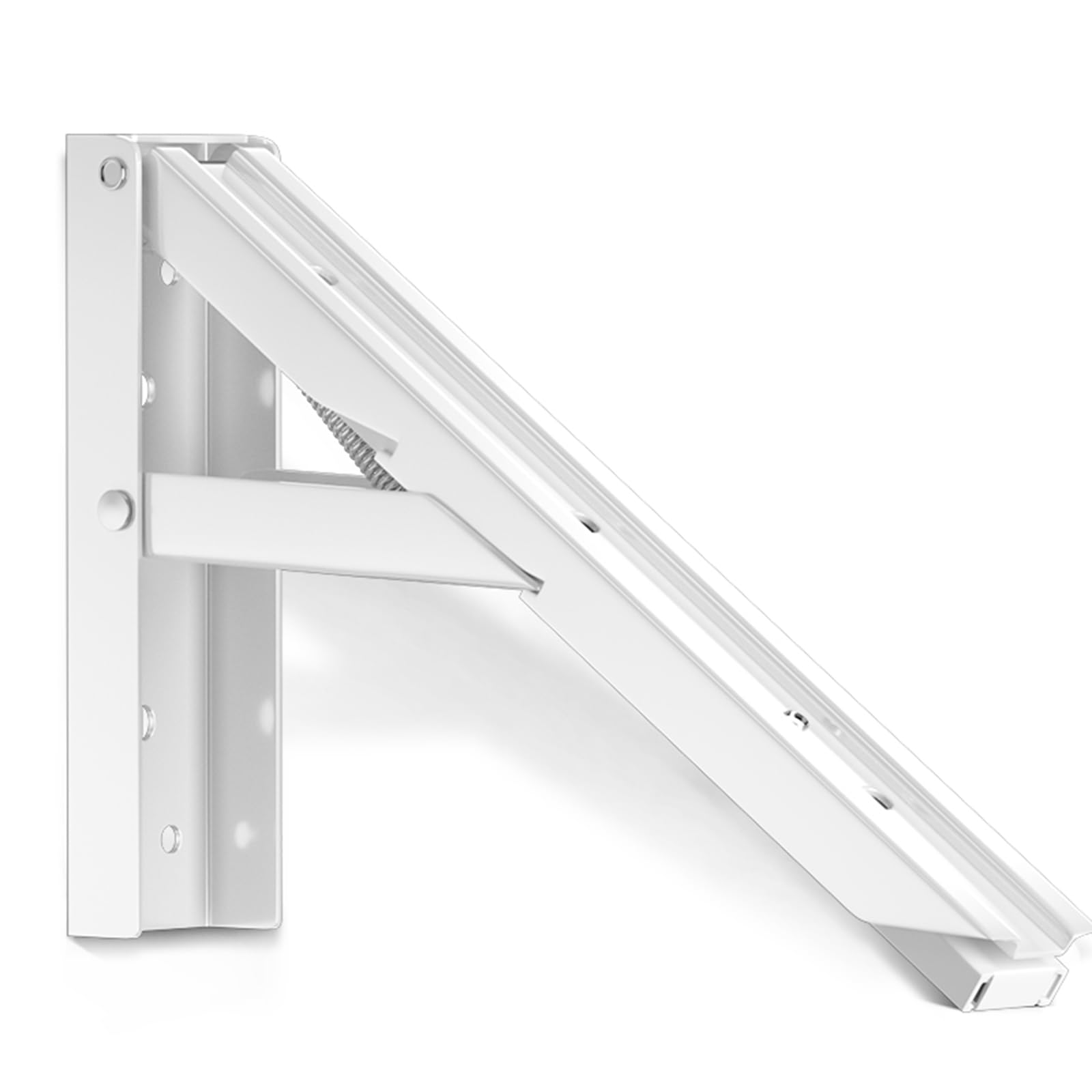 2X Staffa per Mensola Pieghevole, Staffe per Mensole Pieghevoli Resistenti, Staffe Triangolari Pieghevoli da Parete in Acciaio per Supporto da Tavolo Galleggiante Fai da Te, con Viti, Bianco/