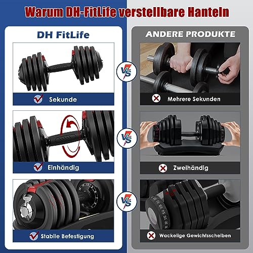 verstellbare Hanteln 1,5 bis 18 KG mit 12 Gewichtsstufen, Kurzhanteln Hanteln Set mit Hantelscheiben, Hanteln Kurzhanteln verstellbar – Bild 6