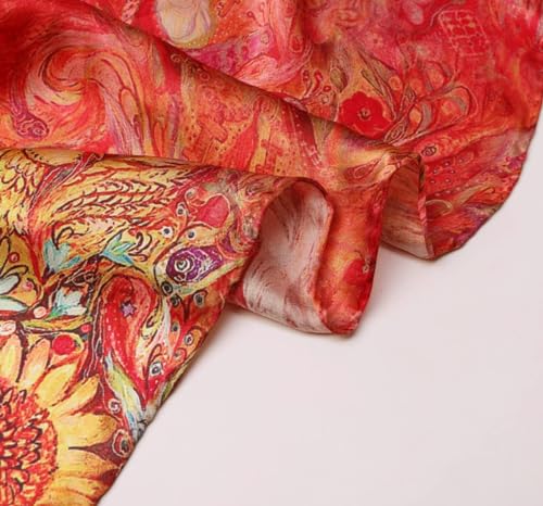 Women's 100% Mulberry Silk Scarf Floral Print Satin Long Scarf Wrap Shawl (ACY01)4