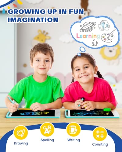bravokids 2 Pack LCD Writing Tablet for Kids Toys, 10 Inch Colorful Erasable Doodle Board Drawing Pad for Kids, Car Trip Educational Toys Christmas Gift for 3 4 5 6 7 Girls Boys Toddlers