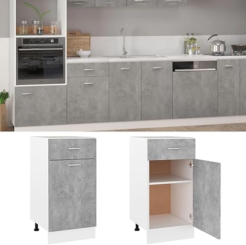 Miniatura 3 de Gabinete inferior de cajón gris hormigón de 15.7 x 18.1 x 32.1 pulgadas, madera de ingeniería, armario alto montado en la pared, Gabinetes para