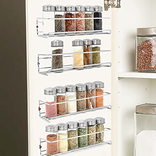 Joejis 4 Tier Metal Spice Racks, Wall Mounted Spice Jar Storage Rack Organiser, Hanging Spice Rack for Inside Cupboard, Strong Adhesive No Drill for Spices Condiments Cooking Tools, Silver - Cosy Home Interiors Joejis 4 Tier Metal Spice Racks, Wall Mounted Spice Jar Storage Rack Organiser, Hanging Spice Rack for Inside Cupboard, Strong Adhesive No Drill for Spices Condiments Cooking Tools, Silver - Image 9