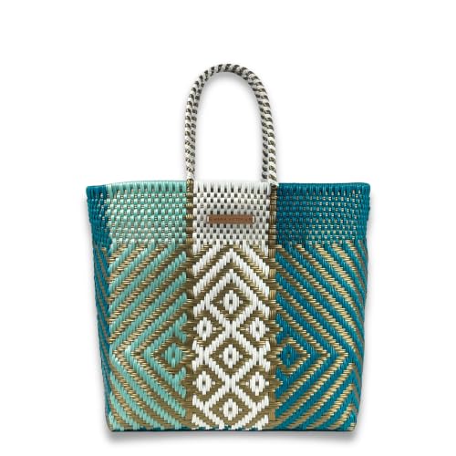 Bolso Tote grande tejido de plástico para mujer miniatura 1