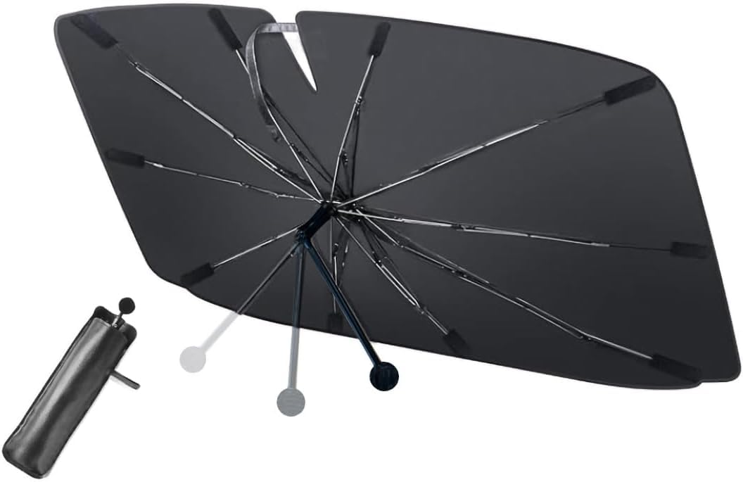 ZanLIn Car Windshield Sun Shade Umbrella for FIAT 500 /500C /500e /500L /500X, Foldable Windscreen Sunshade 360° Rotatable and Bendable Sunshade Umbrella