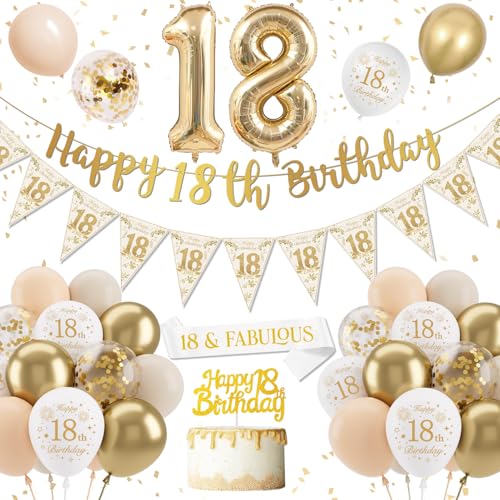Ampia Applicazione: Questo set di decorazioni felici per il 18°compleanno non è adatto solo per la decorazione di feste, è combinato con palloncini per decorare tavoli per torte, pareti, giardini, stanze, soffitti, ecc. Può anche essere utilizzato come sfondo per riempire momenti indimenticabili