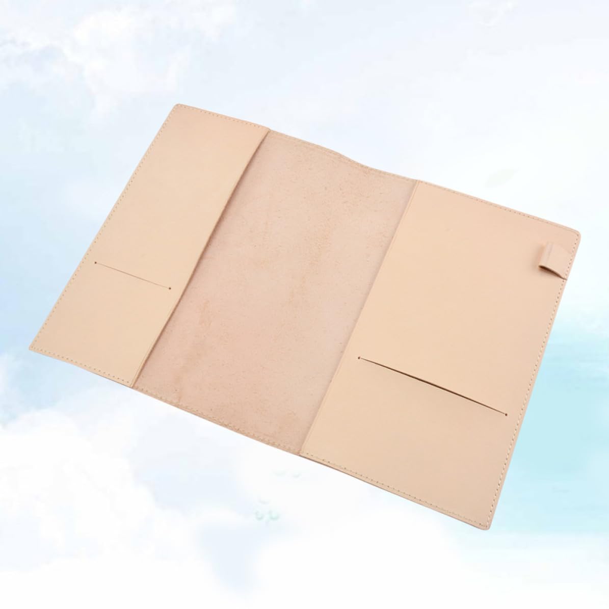 GALPADA Funda de Cuero para Cuaderno A5, Funda Protectora para Diario, Beige, Ranuras y Dos Bolsillos Interiores, para Oficina y Bolso, para Periodistas y Estudiantes