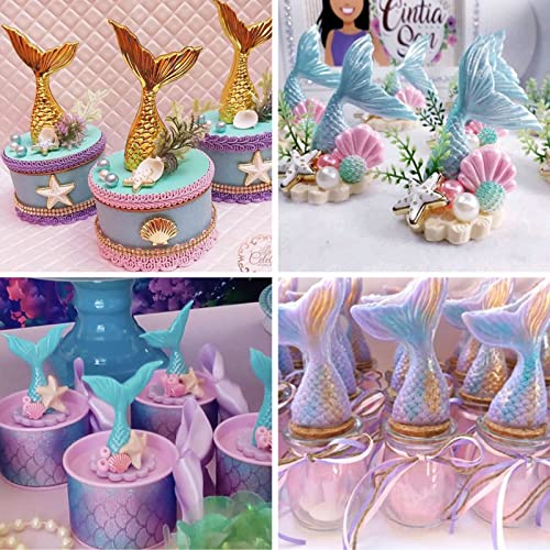 Image of Sakolla 2 Pack Mermaid Tail Molds, Mermaid Molds for Chocolate, Cake Decoration Candy Cupcakes Resin Gummies (Blue)