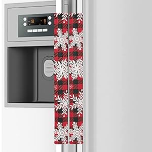 Emelivor Snowflakes Christmas Refrigerator Door Handle Cover Set of 2 – Washable Buffalo Plaid Kitchen Appliance Handles…
