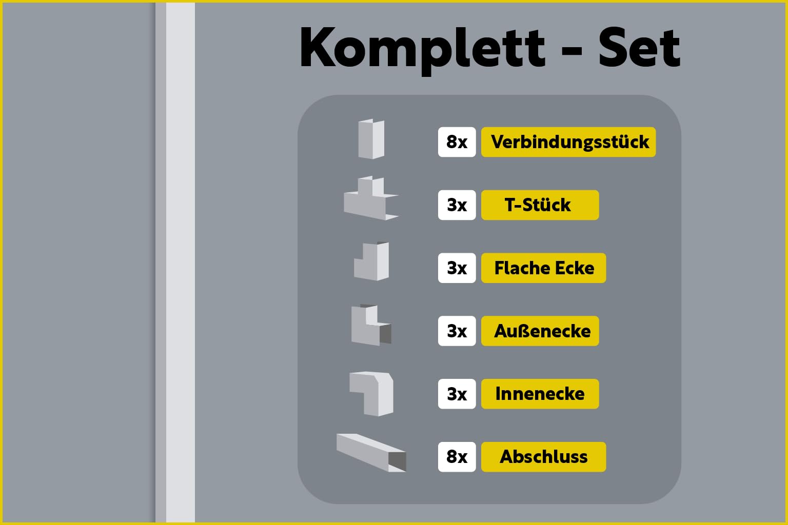 Kit de goulotte de câble en PVC - 16 m (4 × 4 cm) - Profil extra large - Avec 20 accessoires - Autocollant - Pour l'intérieur et l'extérieur - Blanc