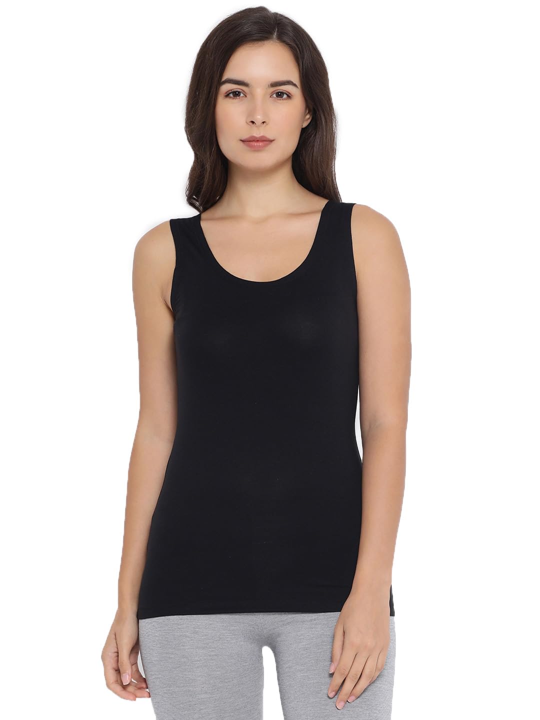 Wonder Thermal Deep Neck Camisole in Miyabi Viscose Poly Elastane Blend, Thermal Upper for Women with Slim Fit & Heat Retention