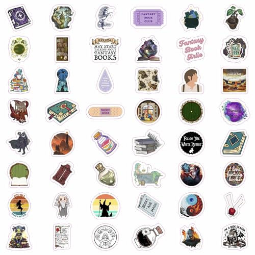 Image of 100Pcs Fantasy Book Stickers for Water Bottle and Laptop - Fantasy Book Party Favors & Decorations, Waterproof Vinyl Decals, Gifts for Women & Men