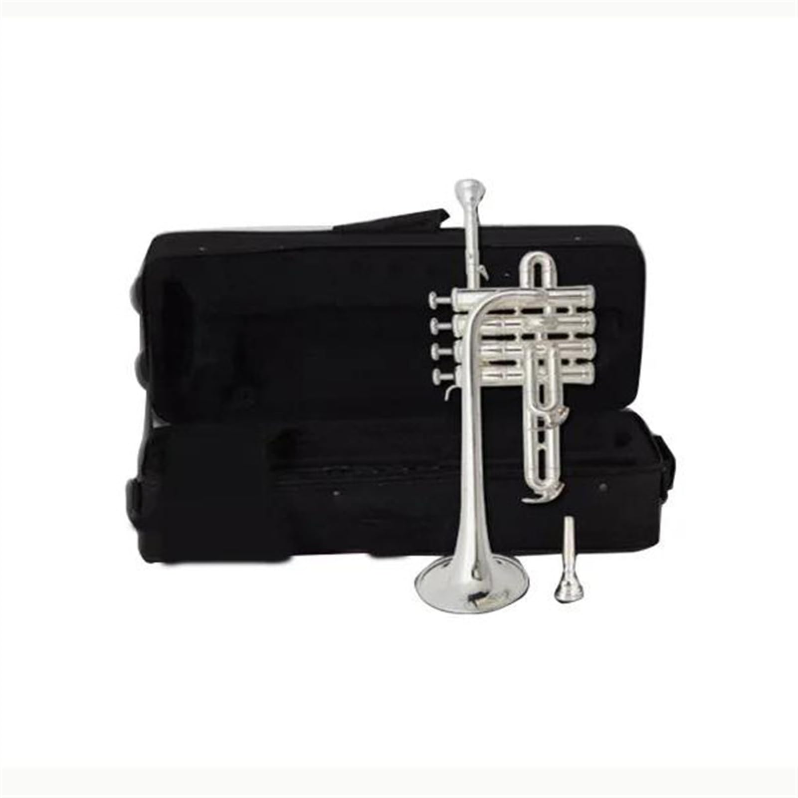 Trompeta Estándar Trompeta Piccolo Bb Profesional Superficie Lacada Dorada Trompeta Tres Tonos Pistón Alto Monel(Silver)