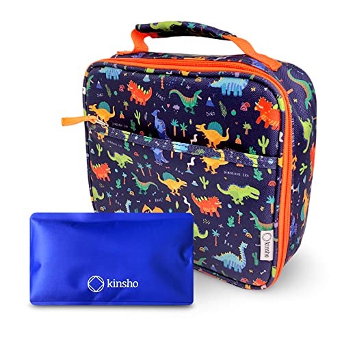 Dinosaur Lunch Box With For Boys With Ice Pack, Insulated Bag For Toddlers Kids Girls Baby Boy Daycare Pre-School Kindergarten, Container Boxes For Small Kid Snacks Lunches, Bpa Free, Blue Orange Dino #TOP18