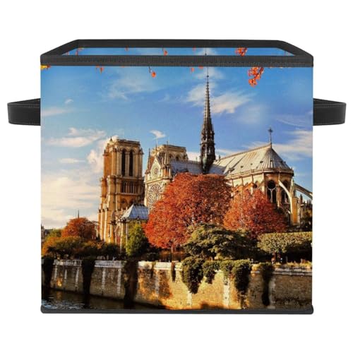 Boîte de rangement maison cube en tissu avec poignées intégrées pour chambre