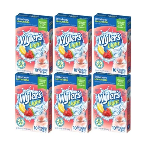 Wyler's Light Singles To Go Powder Packets, Water Drink Mix, Strawberry Lemonade, 48 Single Servings (Pack of 6) Cover