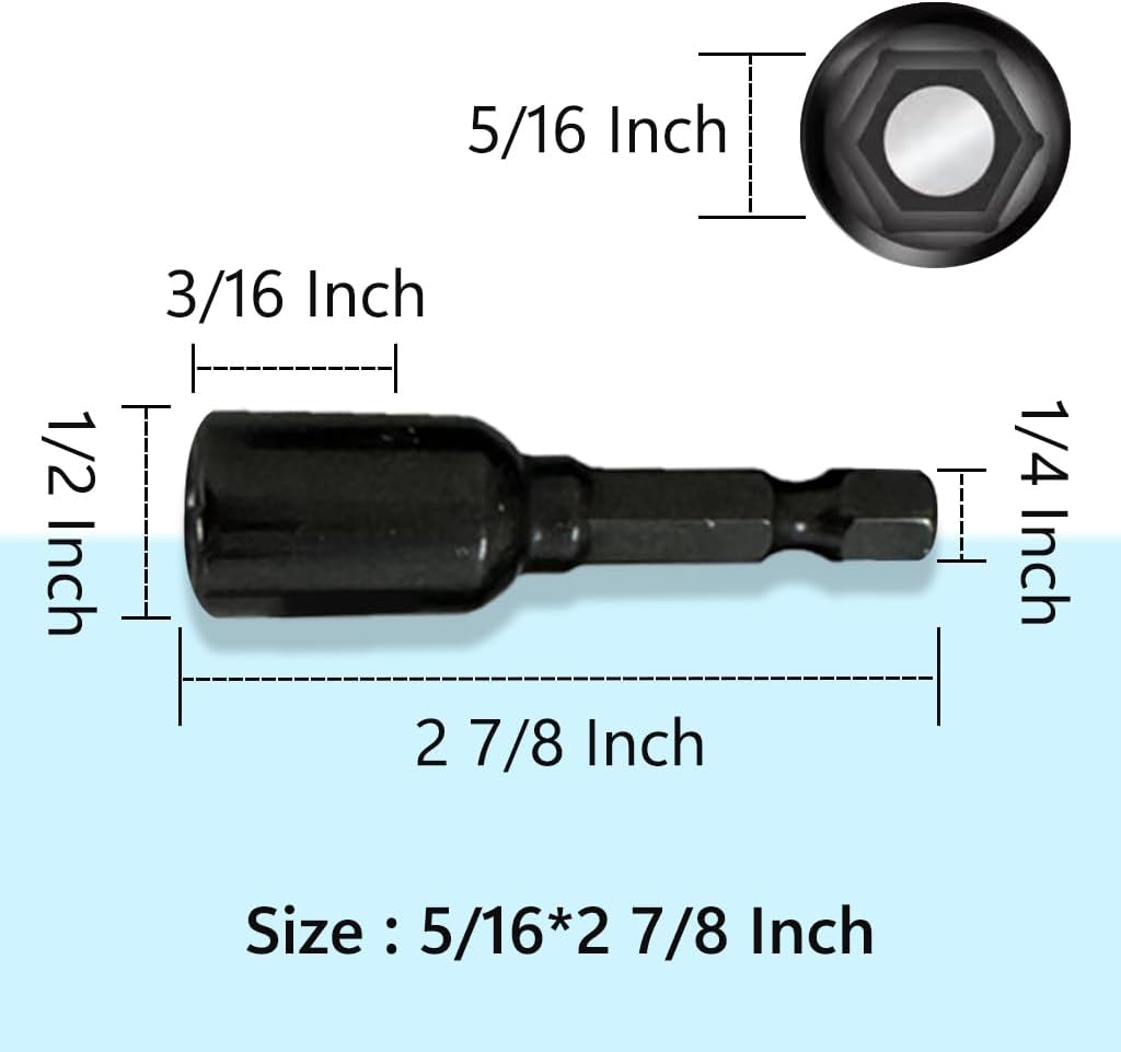 Generic 10 pc Impact Ready 5/16 Inch Magnetic Nutsetter Set - Industrial Strength, Hex Shank, Maximum Durability