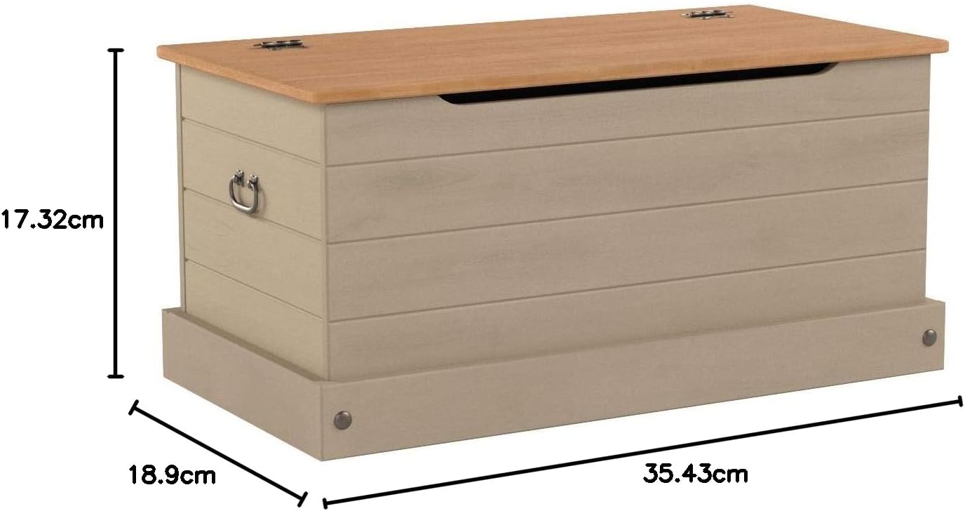 Home Source Corona Solid Wood Ottoman Storage Chest Mexican Grey Toy Chest Bedding Blanket Box