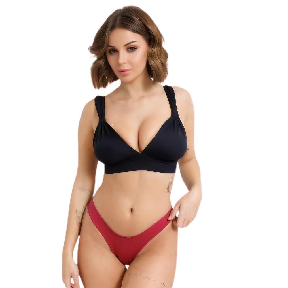 Womens High Rise Solid Bikini Bottom | Stretch Swimwear Brief | Quick Dry Beach Bikini Panty | Luxury Resort Swimwear | (Pack of 1) | Midnight Black-image-13