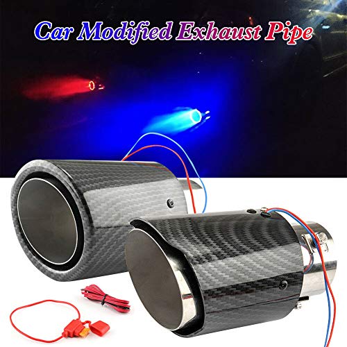Top10 Racing Blue Flame Led Exhaust Muffler Tip Carbon Fiber Racing Automobile Car Tail Pipe Light 2.5 Inch Inlet 4 Inch Outlet - Straight Style #TOP3