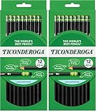Ticonderoga Wood-Cased Pencils, Unsharpened, 2 HB Soft, Black, 12 Count (Pack of 2)
