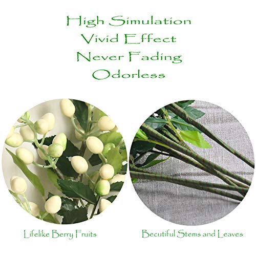 Jd Artificial Plants 6 Pack 15" Artificial Berry Stems Olive Berry Picks For Home Decor Wedding Bouquet Christmas Trees (White) #TOP3