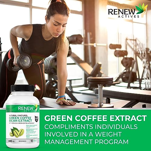 Renew Actives Coffee Bean Extract: 800Mg Green Coffee Bean Extract Capsules - Vegan Green Coffee Bean Powder Extract Supplement With 50% Gca To Boost Metabolism And Energy - 90 Pills #TOP4