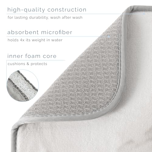 Image of S&T INC. Dish Drying Mat XL, 18 inch x 24 inch, Absorbent Microfiber Kitchen Counter Mat, Dish Drying Pad for Dishes, Utensils, Pots and Pans, Extra Large, Grey Stone