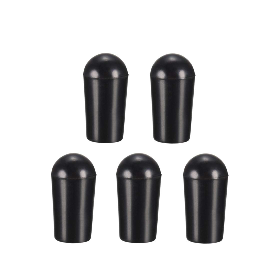 uxcell M4 Switch Tip Knob Cap Plastic Replacement for 3 Way Toggle Pickup Selector Black 5pcs