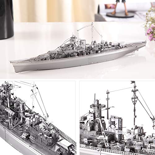 Piececool 3D Puzzles For Adults Metal Watercraft Model Kits, Bismarck Battleship 3D Model Diy Kits For Teenagers Students Stress Relief Toys, Great Birthday Gift -207 Pcs #TOP1