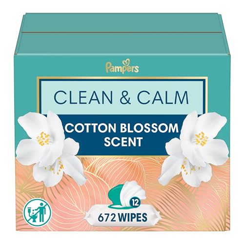 Pampers Wipes, Clean & Calm, Cotton Blossom Scent, 672 Wipes Tota...