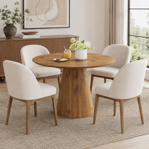 Vohuai 45'' Round Dining Table, Wooden Round Pedestal Table
