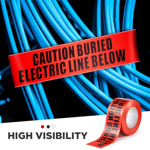 2 Rolls Underground Buried Electrical Line Caution Tape 3 Inch Width Red Warning Tape Non-detectable Safety Tape Printed with Caution Buried Electrical Line Below,600 ft Length Total - Image 6