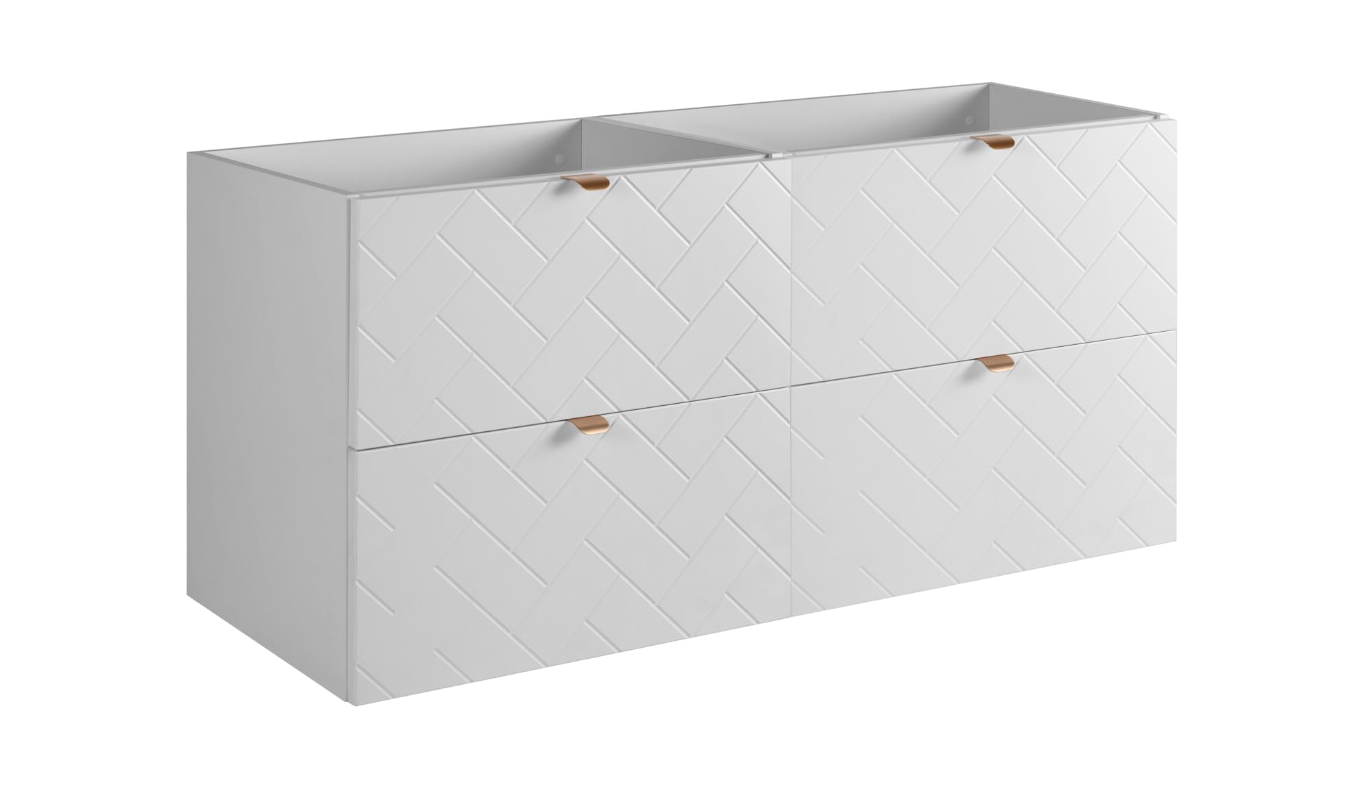 3xE living Mobile Bagno Sottolavabo Sospeso 120 cm, Bianco con Maniglia Oro, 120 x 46 x 57 cm