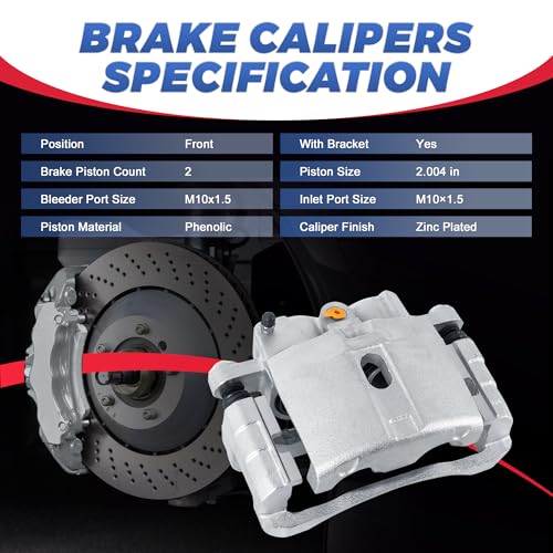 Image of 18B4728 18B4729 Front Disc Brake Calipers Compatible with 1999-06 Silverado | 2PCS Front Calipers with Bracket, Compatible with 2002-2006 Cadillac Escalade, 1999-2006 Chevy Silverado1500 /GMC Sierra 1500