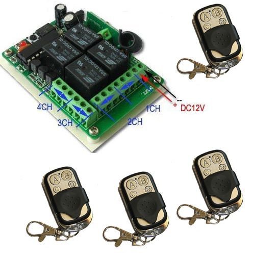 System Eng Récepteur 4 canaux pour ouverture et fermeture automatiques de portes de garage avec 4 commandes à distance 433MHz