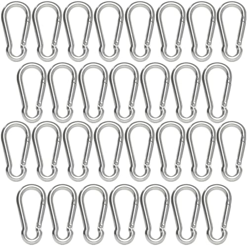Cozihom M4 1.57 Inch Stainless Steel Carabiner Clips, Spring-Snap Hooks, for Keychains Camping Fishing Hiking Traveling, Set of 30