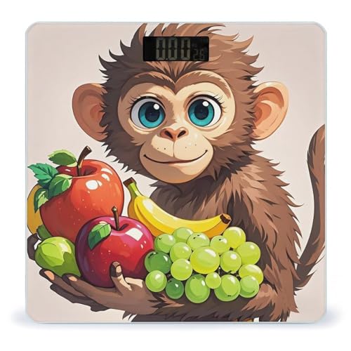 Báscula digital para cuerpo con diseño de mono y fruta