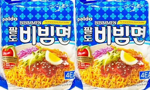 VALUBNDL: Paldo Bibim Men Cold Spicy Noodles (8-Pack) – 2 Bundles of 4 – Authentic Korean Spicy Brothless Ramen – Sweet & Tangy Apple Sauce – VALUBNDL Signature Bundle
