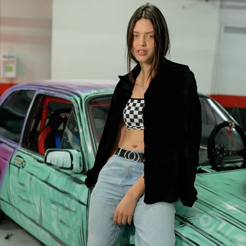 Women Faux Leather Belt for Jeans Dress Waist Belts with Gold Ring Buckle2