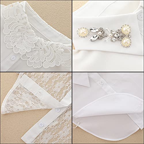 Women's Fake Detachable Dickey Collar Diamond Pearl Lace Fake Half Shirt Collar4
