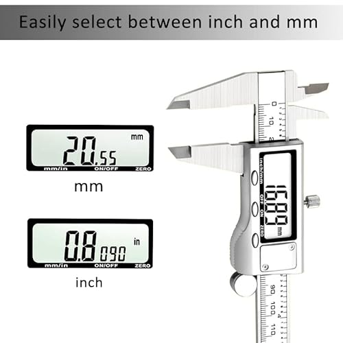 Digital Caliper Measuring Tool, Digital Micrometer, Stainless Steel Vernier Caliper, Inch/Mm Conversion And Large Lcd Screen, Auto-Off Feature, Digital Vernier Caliper (6 Inch/150 Mm) #TOP1