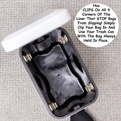 Homie Soft Close, Slim Trash Can 10L With Anti - Bag Slip Liner And Lid, Use As Mini Garbage Basket, Slim Dust Bin, Or Decor In Bathroom, Restroom, Kitchen, Or Bedroom (10L / 2.6 Gallon, Shiny White) #TOP2