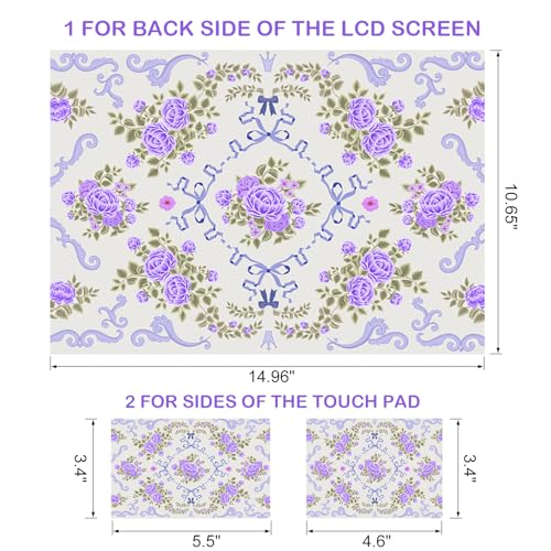 Image of DINKY Laptop Skin Sticker Decal 15.6 inch 15.4 inch 12 inch 13 inch 13.3 inch 14 inch 15 inch Laptop Universal Vinyl Skin Stickers Cover Art Decal Notebook PC Personalized Protector, Purple Flower Bow