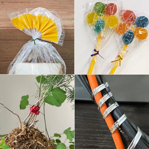 Tangyinrd Silver Metallic Twist Ties 100 Yards Bread Candy Coffee Bag Ties Plant Garden Twist Ties for Parties Decorative Ties Cake Present Art Craft - Thumbnail 7