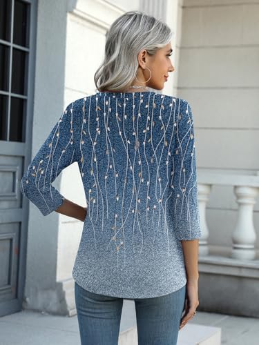 Image of Zeagoo Womens Blouse Casual 3 /4 Length Sleeve V Neck Basic T-Shirts Spring Summer Cute Tunic Tops Business Work Tees